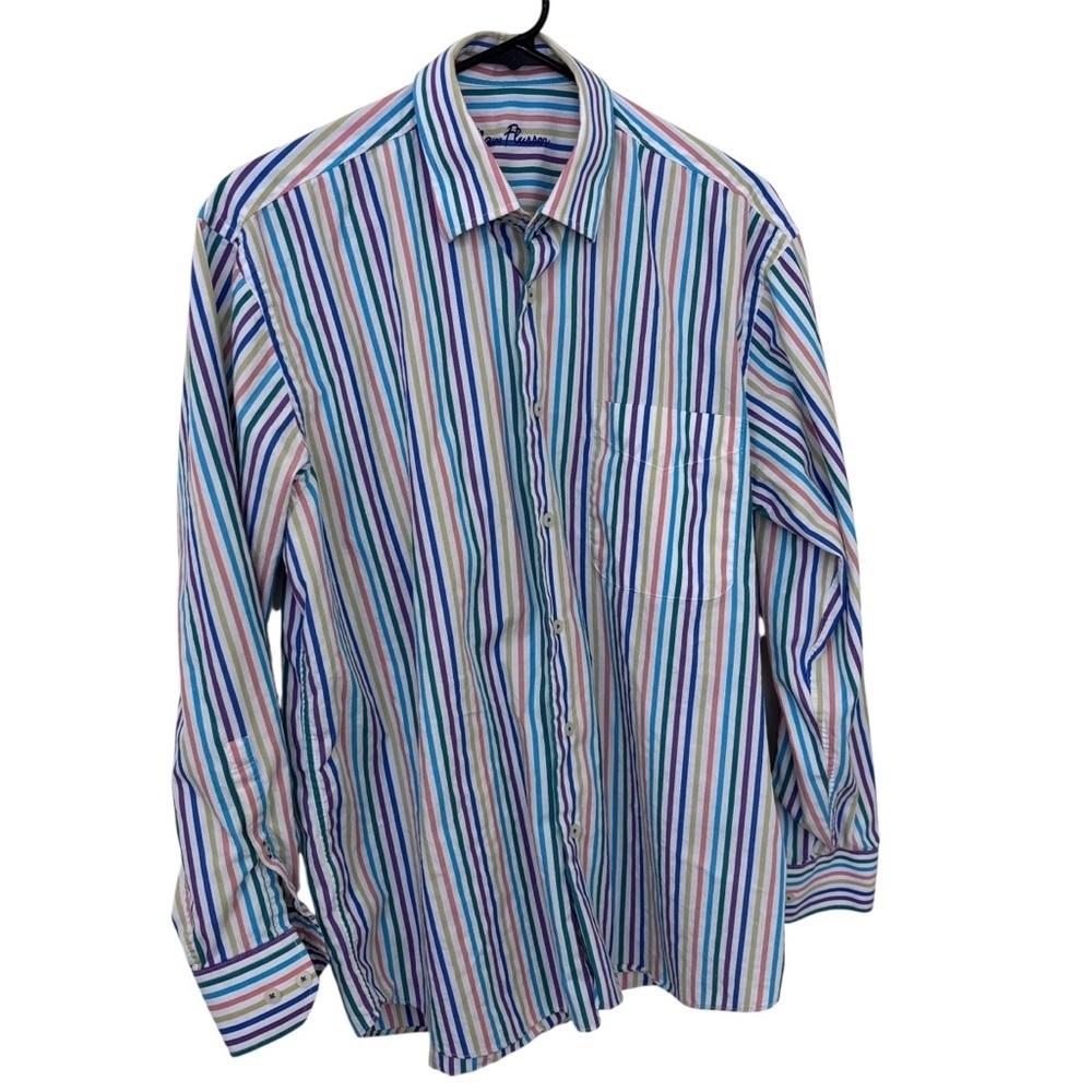 Alan Flusser Men's Multicolor Stripe Button-Up Shirt size M